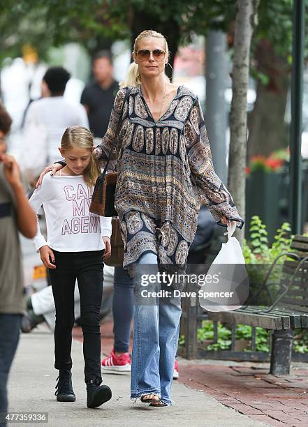 Heidi Klum seen walking with her daughter Helene Boshoven Samuel on June 16, 2015 in New York City.