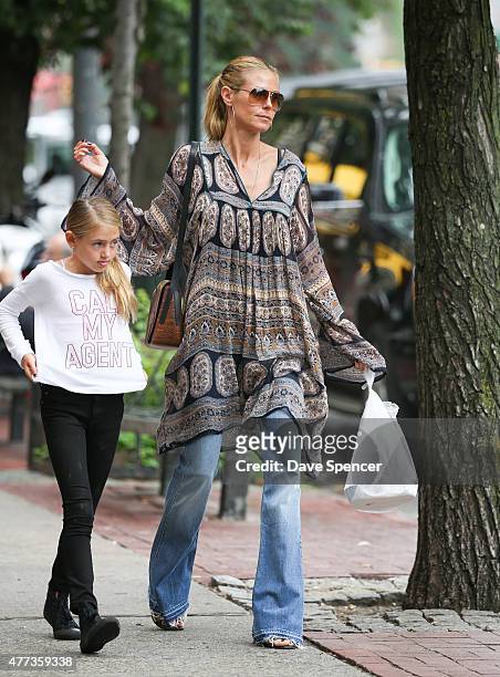 Heidi Klum seen walking with her daughter Helene Boshoven Samuel on June 16, 2015 in New York City.