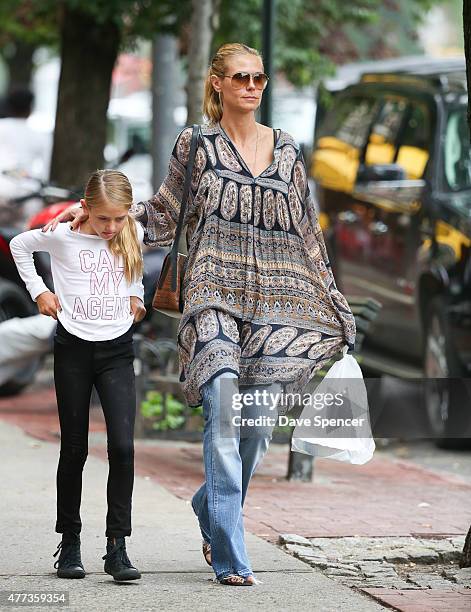 Heidi Klum seen walking with her daughter Helene Boshoven Samuel on June 16, 2015 in New York City.