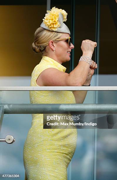 Zara Phillips watches the racing as she attends day 1 of Royal Ascot at Ascot Racecourse on June 16, 2015 in Ascot, England.