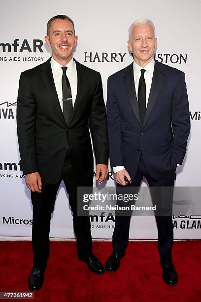 Benjamin Maisani and Anderson Cooper attend the 2015 amfAR Inspiration Gala New York at Spring Studios on June 16, 2015 in New York City.