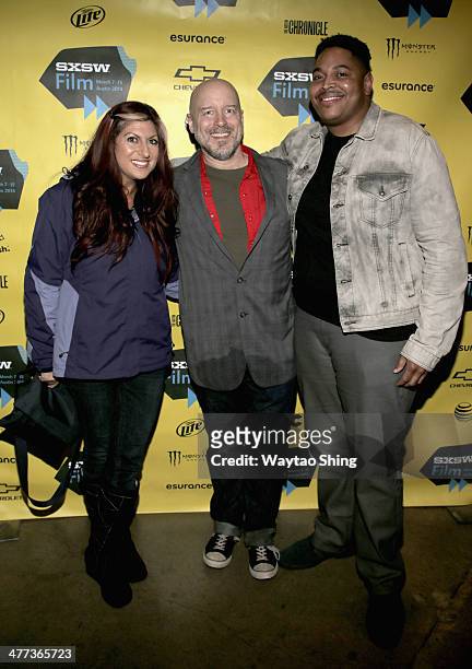 S Anne Cecere, musician T. Griffin and filmmaker Darius Clark Monroe at the "Evolution of a Criminal" Photo Op and Q&A during the 2014 SXSW Music,...