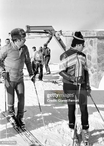 Prince Alfonso of Hohenlohe skiing in Baqueira Beret with Prince Alfonso of Borbon Lerida, Spain.