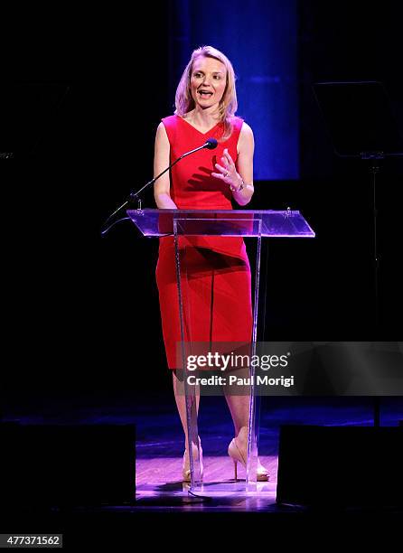 Alyse Nelson, CEO of Vital Voices, speaks at the Vital Voices 14th Annual Global Leadership Awards at John F. Kennedy Center for the Performing Arts...