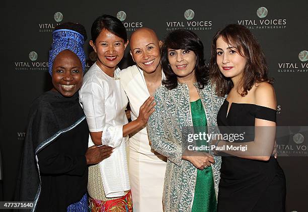 Honorees Kah Walla of Cameroon, Yin Myo Su of Myanmar, Karla Ruiz Cofio of Guatemala, Samar Minallah Khan of Pakistan, and Amira Yahyaoui of Tunisia...