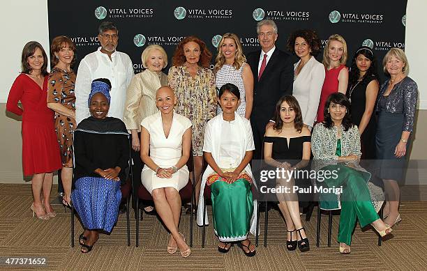 Vital Voice Honorees and special guests including actress Sally Field , Nobel Laureate Kailash Satyarthi, Spanx founder Sara Blakely , fasion...