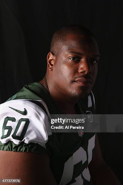 Tackle D'Brickashaw Ferguson of the New York Jets appears in a portrait on June 16, 2015 in Florham Park, New Jersey.