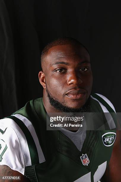 Linebacker Ikemefuna Enemkpali of the New York Jets appears in a portrait on June 16, 2015 in Florham Park, New Jersey.