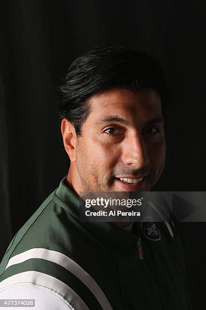 Linebacker Jason Babin of the New York Jets appears in a portrait on June 16, 2015 in Florham Park, New Jersey.