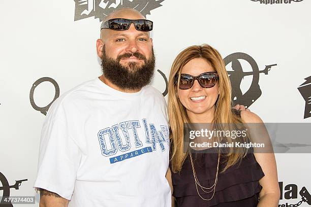 Personalities Jarrod Schulz and Brandi Passante arrive at the "Storage Wars" Season 4 Premiere Party at Now & Then on March 8, 2014 in Orange,...