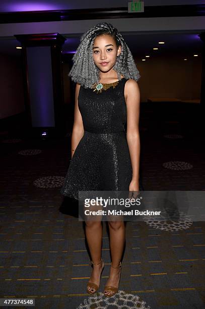Actress Amandla Stenberg attends the Women In Film 2015 Crystal + Lucy Awards Presented by Max Mara, BMW of North America, and Tiffany & Co. At the...