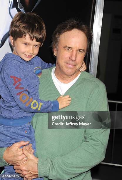 Actor/writer Kevin Nealon and son Gable Ness Nealon arrive at the Los Angeles premiere of '3 Days To Kill' at ArcLight Cinemas on February 12, 2014...