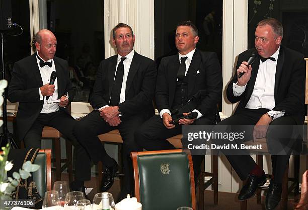 Simon Hughes, Graham Gooch, Darren Gough and Angus Fraser attend the I CAN Gala Dinner in aid of The Million Lost Voices appeal at Lord's Cricket...