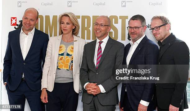 Horst von Buttlar, Julia Jaekel, Joerg Asmussen, Christian Krug and Jens Koenig attend the STERN And CAPITAL Summer Party on June 16, 2015 in Berlin,...