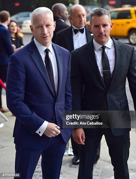 Anderson Cooper, Benjamin Maisani are seen on June 16, 2015 in New York City.