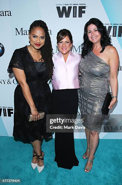 Honoree Ava DuVernay, President of Women In Film, Los Angeles, Cathy Schulman, wearing Max Mara, and Vice President of Marketing, BMW of North...