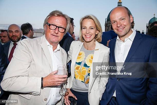 Hans-Ulrich Joerges, Julia Jaekel and Horst von Buttlar attend the STERN And CAPITAL Summer Party on June 16, 2015 in Berlin, Germany.