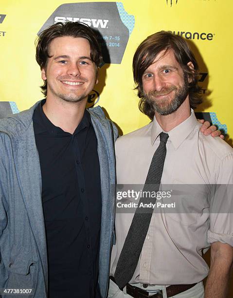 Actor Jason Ritter and director Lawrence Michael Levine attend the "Wild Canaries" Photo Op and Q&A during the 2014 SXSW Music, Film + Interactive...