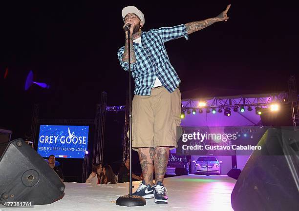 Travie McCoy performs at GREY GOOSE Vodka and the Cadillac Championship Toast Travie McCoy at Trump National Doral on March 8, 2014 in Doral, Florida.