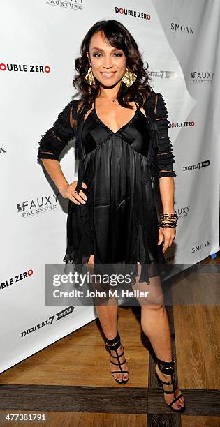 Actress/designer Mayte Garcia attends the launch of Shanna Moakler and Mayte Garcia's new clothing line Fauxy Fauxture wearing Gucci Heels at Bootsy...