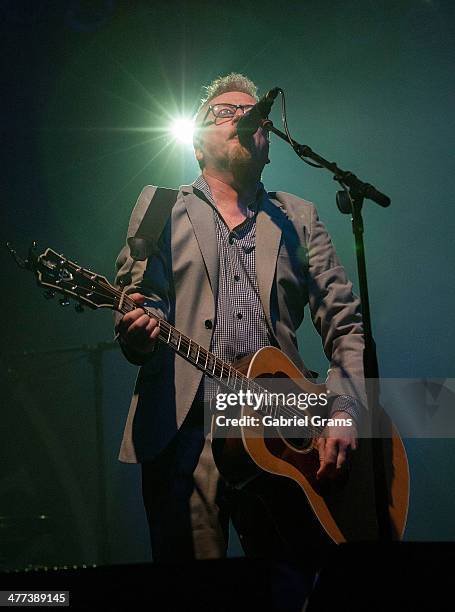 Dave King of Flogging Molly performs on stage at Aragon Ballroom on March 8, 2014 in Chicago, Illinois.