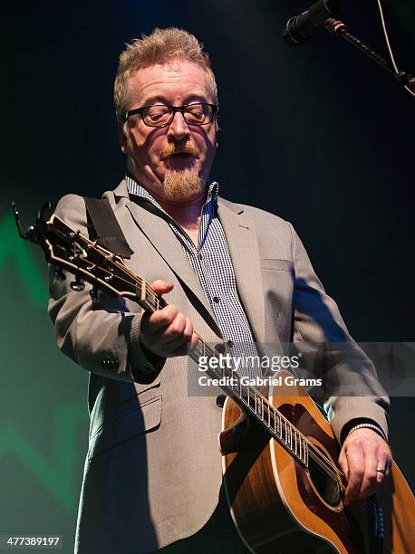 Dave King of Flogging Molly performs on stage at Aragon Ballroom on March 8, 2014 in Chicago, Illinois.