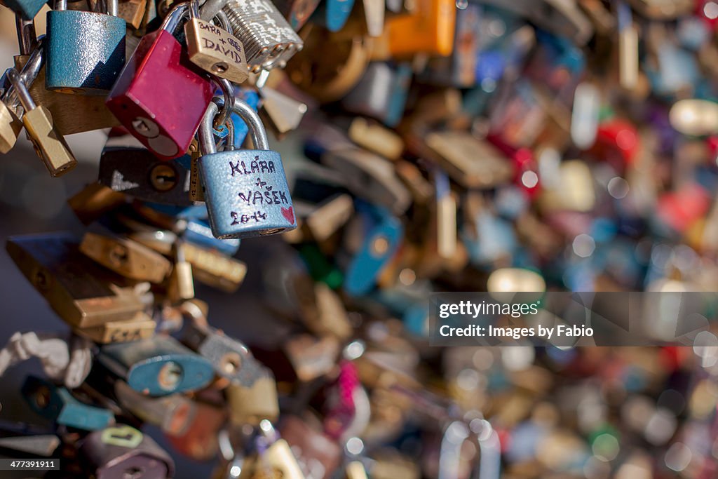 Love padlocks at the Charles Bridge