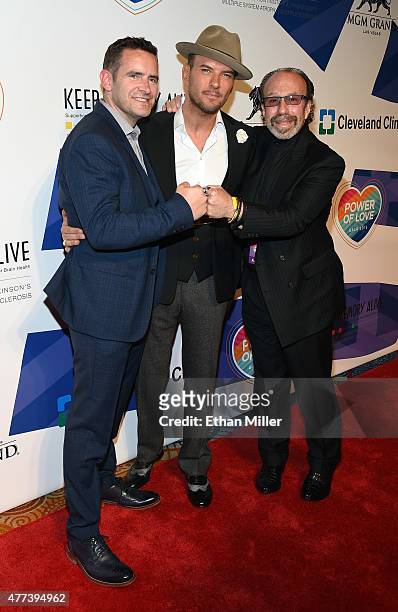 Adam Goss, his brother, singer/songwriter Matt Goss, and entertainment manager Bernie Yuman attend the 19th annual Keep Memory Alive "Power of Love...