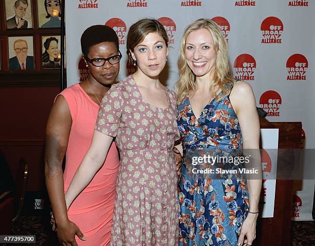 Actresses Roslyn Ruff, Susannah Flood and Tina Benko attend 2015 Off Broadway Alliance Awards at Sardi's on June 16, 2015 in New York City.