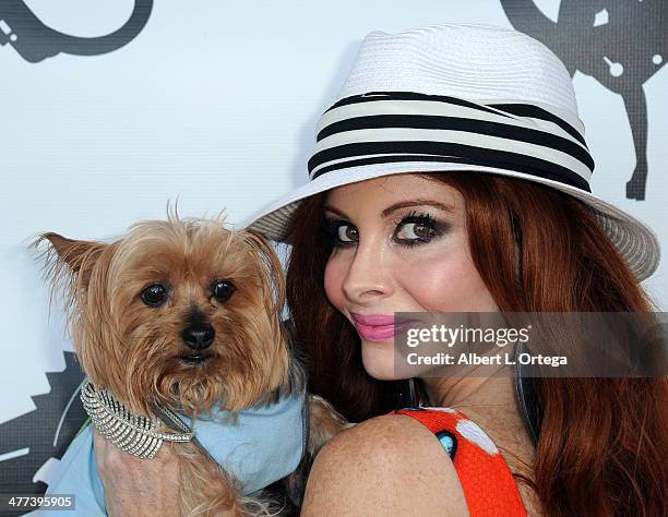 Personality Phoebe Price and dog Henry attend the Premiere Party For "Storage Wars" Season 4 held at Now and Then Thrift Store on March 8, 2014 in...