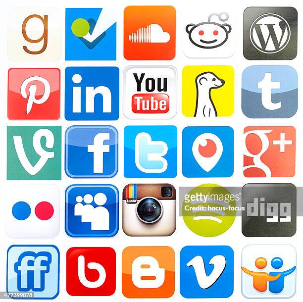 popular social media icons - google social networking service stock pictures, royalty-free photos & images