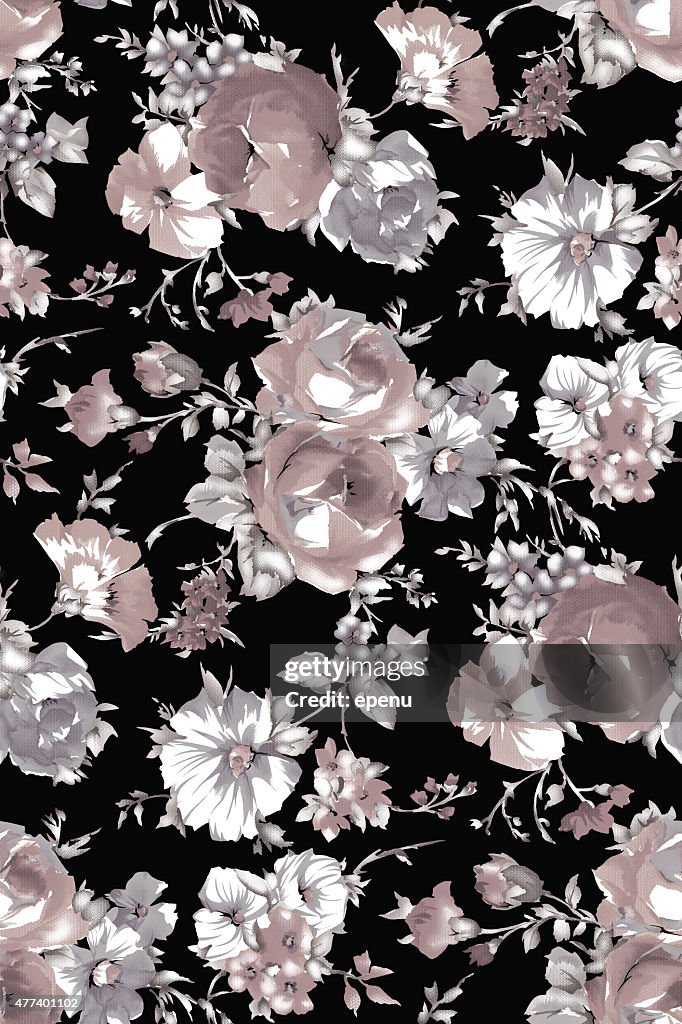 Monochrome pattern flowers