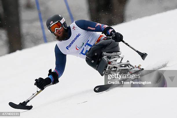 Heath Calhoun of USA competes in the Men's Super G - sitting during day two of Sochi 2014 Paralympic Winter Games at Rosa Khutor Alpine Center on...