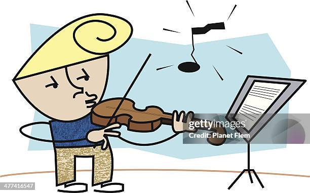 violin practice - school play stock illustrations