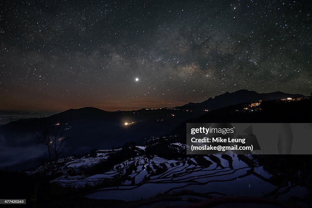 Yunnan Rice Terrace under Milky Way