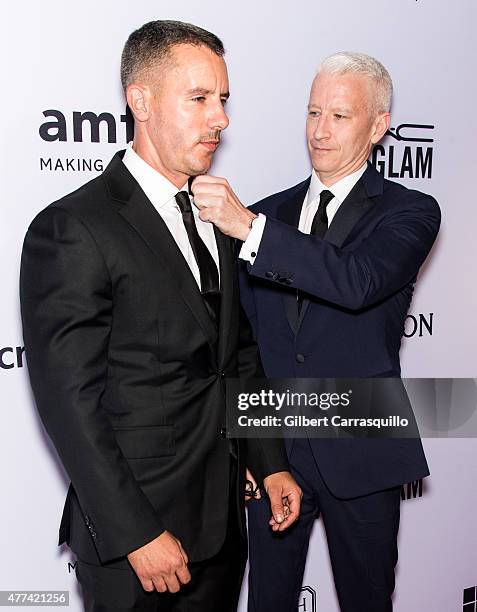 Benjamin Maisani and Anderson Cooper attend the 2015 amfAR Inspiration Gala New York at Spring Studios on June 16, 2015 in New York City.