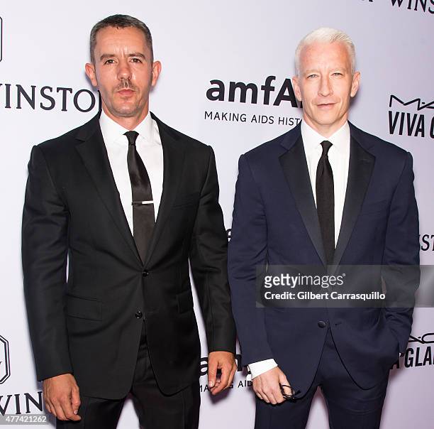 Benjamin Maisani and Anderson Cooper attend the 2015 amfAR Inspiration Gala New York at Spring Studios on June 16, 2015 in New York City.