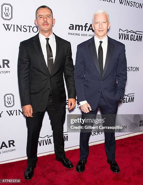 Benjamin Maisani and Anderson Cooper attend the 2015 amfAR Inspiration Gala New York at Spring Studios on June 16, 2015 in New York City.