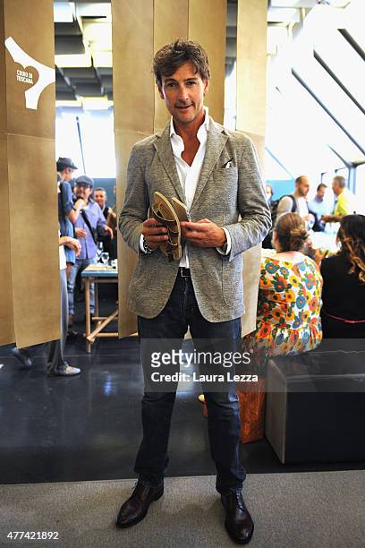 Actor Roberto Farnesi attends a cocktail at Cuoio di Toscana during the Pitti Uomo 88 at Fortezza da Basso on June 16, 2015 in Florence, Italy.