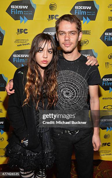 Actress Lorelei Linklater and actor Ellar Coltrane pose in the green room at the premiere of "Boyhood" at the 2014 SXSW Music, Film + Interactive...