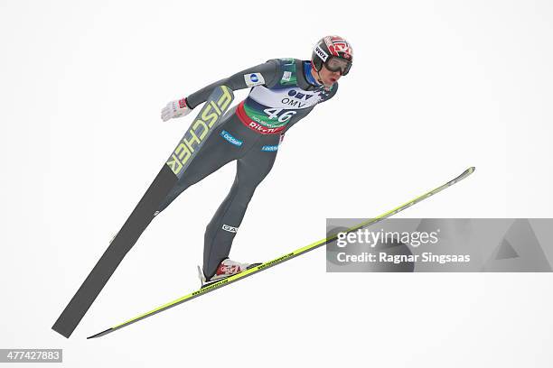 Anders Bardal of Norway takes second place during the FIS Ski Jumping World Cup Men's HS134 on March 9, 2014 in Oslo, Norway.