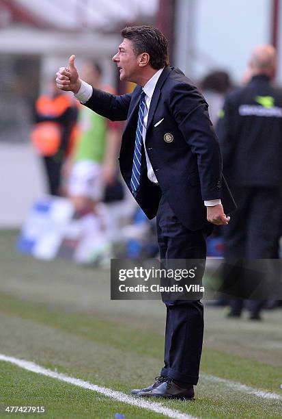 Head coach FC Inter Milan Walter Mazzarri reacts during the Serie A match between FC Internazionale Milano and Torino FC at San Siro Stadium on March...