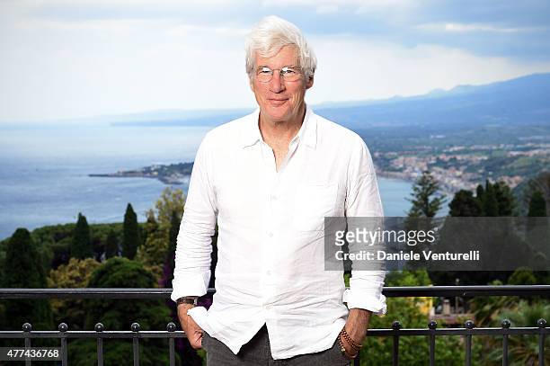 Actor Richard Gere poses for a portait session during the 61st Taormina Film Fest on June 17, 2015 in Taormina, Italy.