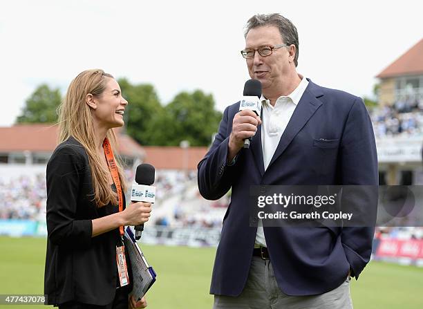 Former England cricketer Derek Pringle speaks to ECB presenter Charlotte Jackson ahead of the 4th ODI Royal London One-Day match between England and...