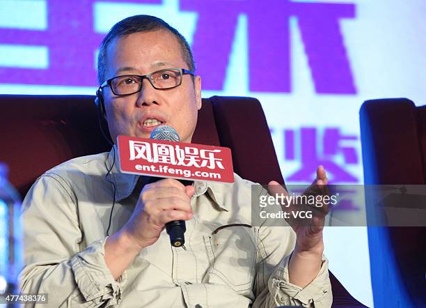 Xu Xiaoming, president of Hong Kong Professional Television Association, speaks during the Ways To Develop Filmmakers as part of 18th Shanghai...