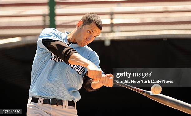 College of Staten Island baseball player Joey Falcone, son of former Met Pete Falcone, and veteran of three tours in Iraq and Afghanistan poses on...