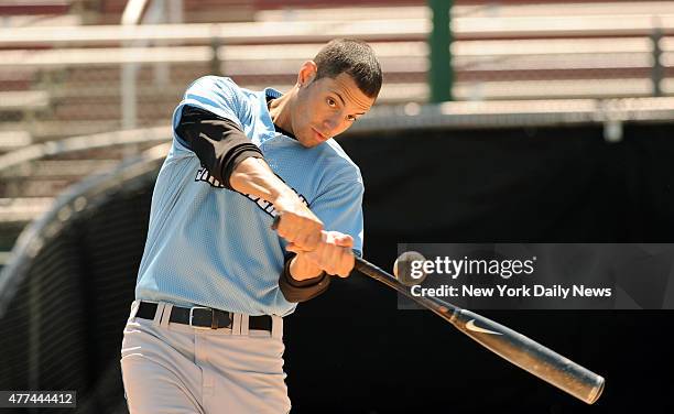 College of Staten Island baseball player Joey Falcone, son of former Met Pete Falcone, and veteran of three tours in Iraq and Afghanistan poses on...