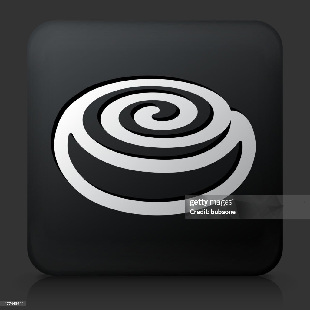 Black Square Button with Cinnamon Bun