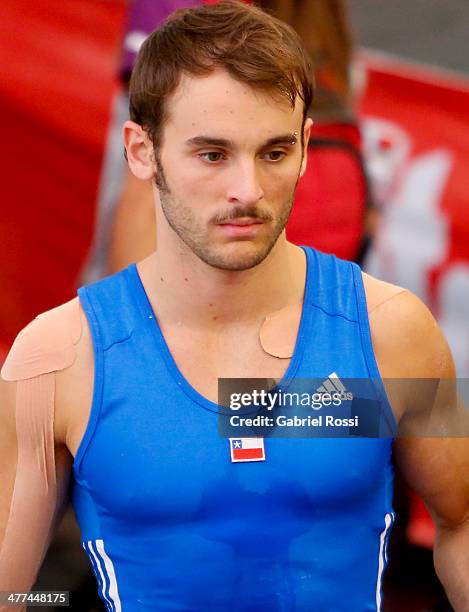 Tomas Gonzalez of Chile competes in the Floor event during team's competition Qualifiiers Round during day three of the X South American Games...