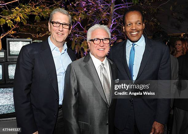 Doug Herzog, Vin Di Bona and M. Lee Pelton attend the Emerson College Los Angeles - Grand Opening Gala on March 8, 2014 in Los Angeles, California.